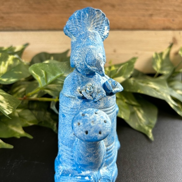 Upcycled Watering Can Planter  Ceramic Shelf Sitter Spring  Blue Counter 6.5 X 4 - Picture 4 of 13